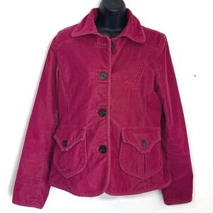 Y2K Gap 6 Corduroy Velvet Blazer Hot Pink Floral Lined Button Front Jacket Women